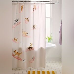 New Urban Outfitters Sabina Fenn Illustration Dogs Surfing Shower Curtain